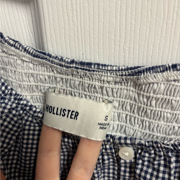 Hollister Blue Gingham Off-Shoulder Blouse - Picture 3 of 3